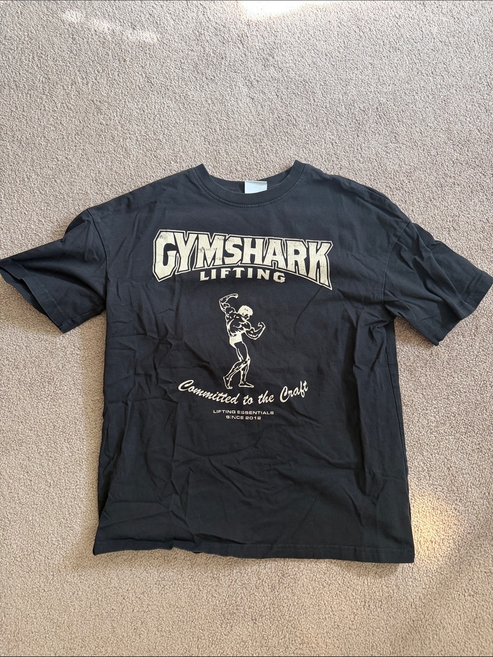 Gymshark Black Short Sleeve Lifting Tee with Cream Graphic